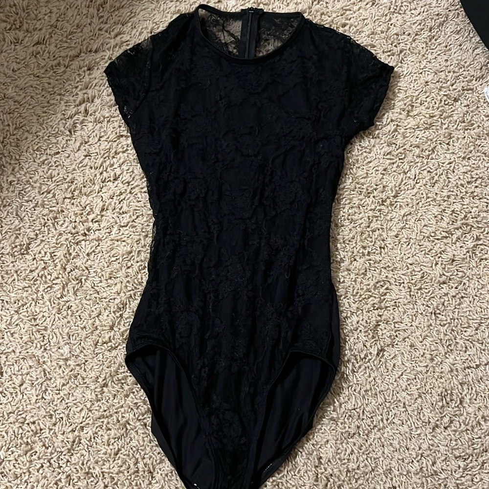 Black lace leotard.